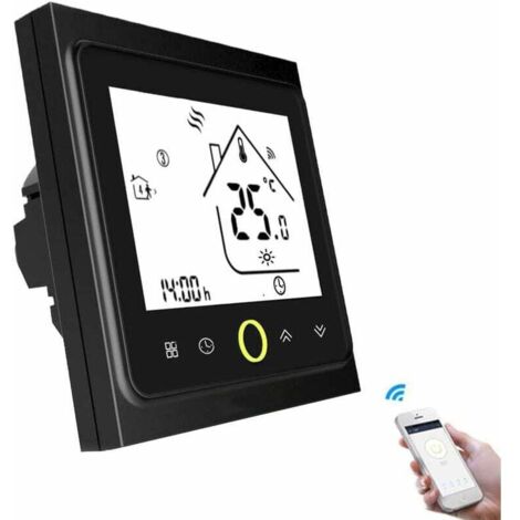 Termostato de suelo radiante con wifi, 16 A, compatible con Alexa y Google, con sensor, programable, eléctrico (negro)