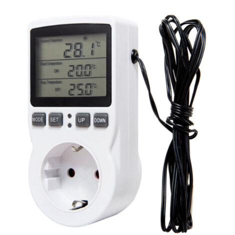Termostato digital con temporizador y sonda para terrarios, acuarios y reptiles, ideal para la germinación de semillas en invernaderos o incubadoras/refrigeradores.