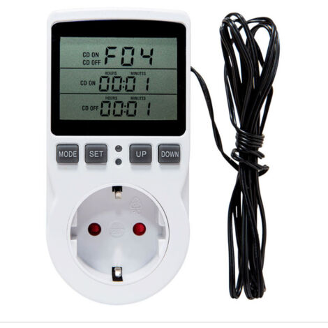Termostato digital de 220 V con enchufe para calefacción y refrigeración, con sonda y controlador de temperatura LCD.