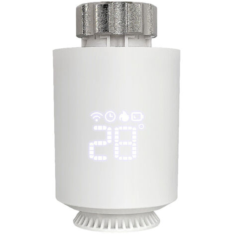 Termostato digital inteligente para radiador, válvula programable, regulador de temperatura del cabezal termostático, calefacción adicional para kit TRV, color blanco.