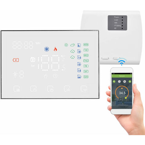 Termostato digital inteligente WiFi programable Controlador de temperatura ambiente con pantalla táctil LED Reemplazo de conexión WiFi para Google Home Alexa Home Market Fábrica Escuela Oficina Hotel