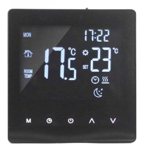 Termostato digitale con schermo LCD, programmabile, intelligente, touchscreen, regolatore per caldaia ad acqua calda da pavimento, nero, AC90-240V, K2MRH3A