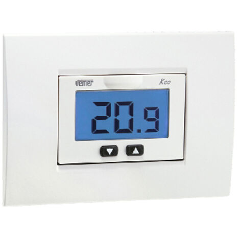 TERMOSTATO ELETTRONICO DA INCASSO KEOB LCD- Bianco Grigio- VEMER- pezzi 1