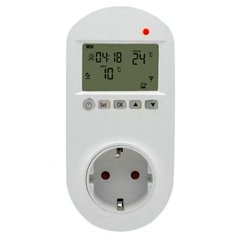 Termostato enchufable WiFi Termostato programable enchufable inteligente Salida de termostato inalámbrico Pantalla LCD Controlador de temperatura Control remoto de la aplicación (enchufe de la UE)