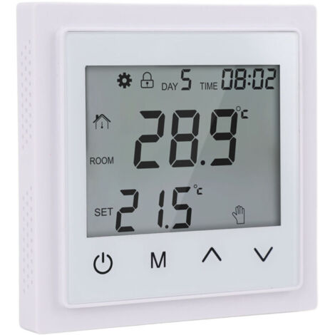 Termostato Eosnow per impianto di riscaldamento domestico, touchscreen a LED, controllo della temperatura a pavimento, AC 85V-250V, 16A, bianco
