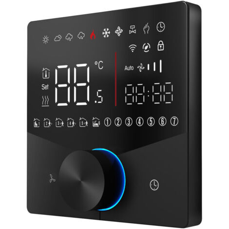 Termostato Eosnow WiFi con display digitale touchscreen, 5 e 2 tubi programmabili, regolatore di temperatura per condizionatore d'aria, nero