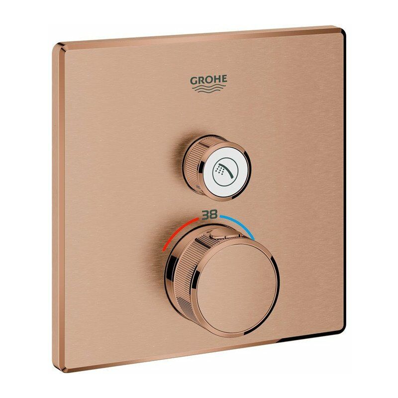 

Termostato GROHTHERM SMARTCONTROL angular, 1 válvula de cierre atardecer cálido cepillado GROHE