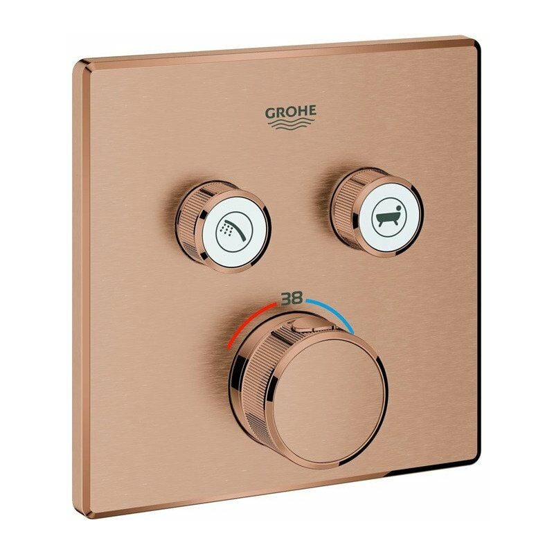 

Termostato GROHTHERM SMARTCONTROL angular, 2 válvulas de cierre atardecer cálido cepillado GROHE