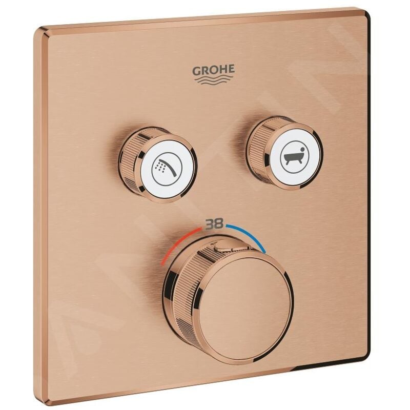Grohe Grohtherm SmartControl - Mitigeur thermostatique encastré avec 2 soupapes, Warm Sunset brossé 29124DL0