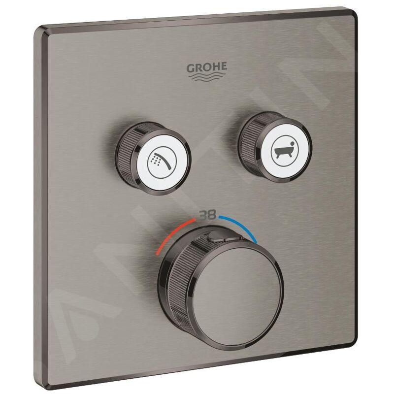 Grohe - Grohtherm SmartControl - Mitigeur thermostatique encastré avec 2 soupapes, Hard Graphite brossé 29124AL0