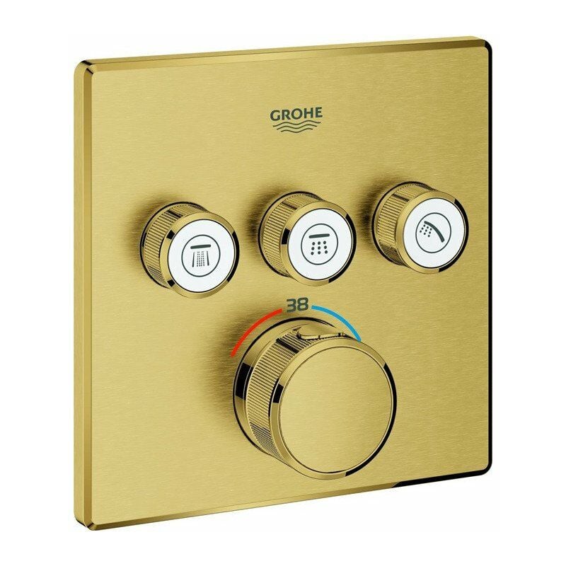 

Termostato GROHTHERM SMARTCONTROL angular, 3 válvulas de cierre cool sunrise cepillado GROHE