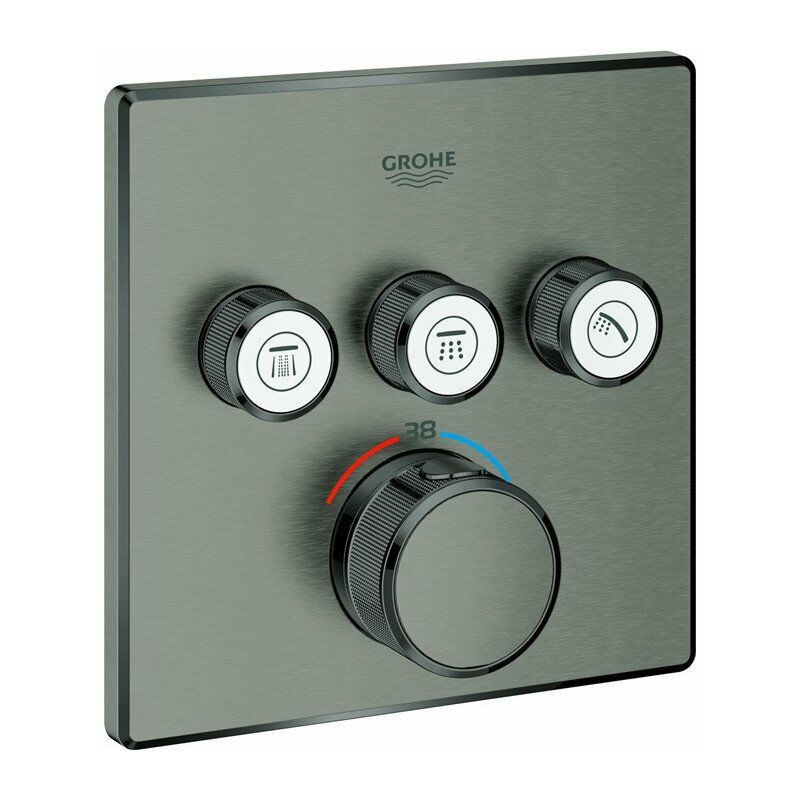 

Termostato GROHTHERM SMARTCONTROL angular, 3 válvulas de cierre grafito duro cepillado GROHE