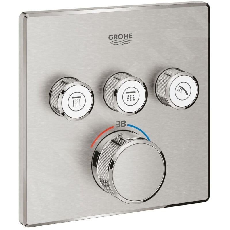 Grohe - Thermostatique grotherm smart control 3 sorties Supersteel 29126DCO