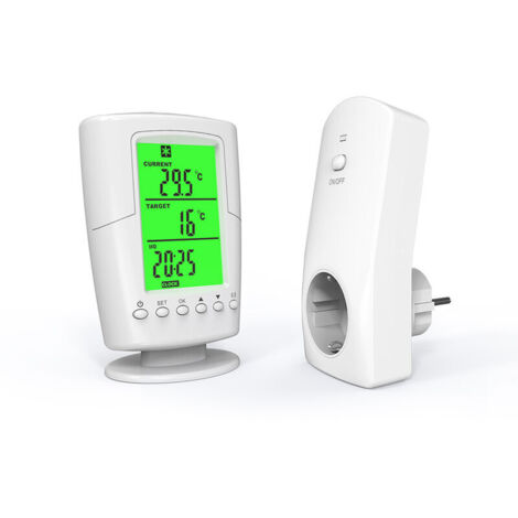 Termostato inalámbrico programable enchufe AC220V-240V 16A pequeño UE TS-2000-EU -