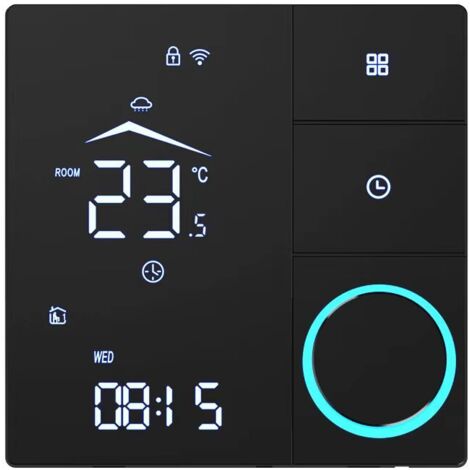 Termostato inteligente 3A - Control táctil, programable para sistemas de calderas de agua/gas, negro - M9