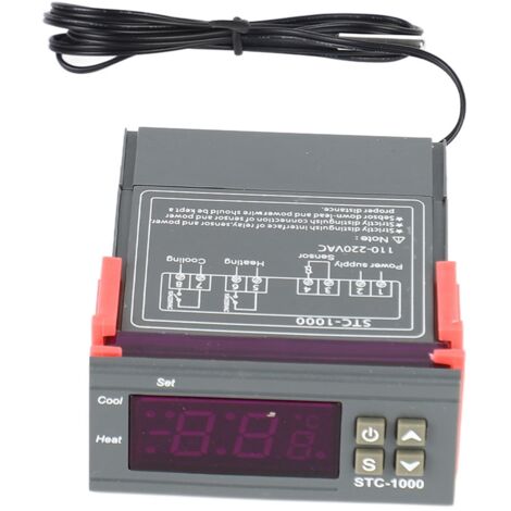 Termostato inteligente con pantalla digital, relé doble y sensor NTC para control de temperatura (110V-220VAC)
