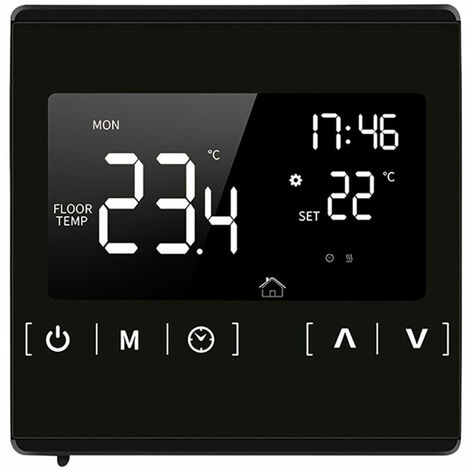 Termostato inteligente con pantalla táctil LCD para el hogar Sistema de calefacción de suelo eléctrico programable Termorregulador AC 85-250V Controlador de temperatura (Negro)