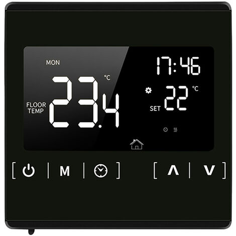 Termostato inteligente con pantalla táctil LCD para el hogar Sistema de calefacción de suelo eléctrico programable Termorregulador AC 85-250V Controlador de temperatura (Negro)