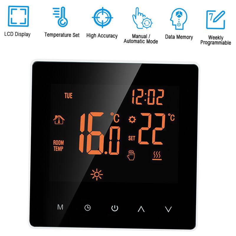 

Termostato inteligente, controlador de temperatura digital, 16A,Luz de fondo naranja