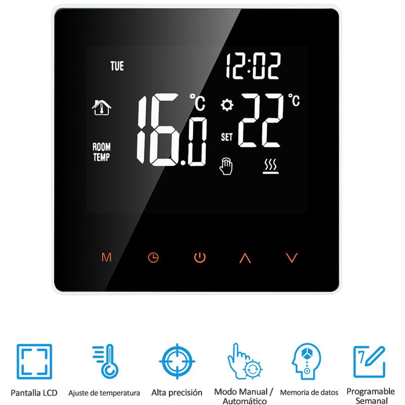 

Termostato inteligente Controlador de temperatura digital de caldera de agua / gas,Blanco, sin WiFi