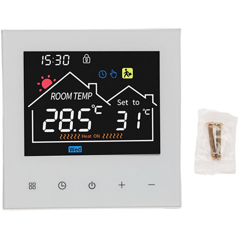 Xisrens Schwarz Termostato Inteligente Eosnow Con Pantalla Táctil, Pantalla Lcd A Color Programable, Controlador De Temperatura Para Caldera De Agua, Modelo Estándar