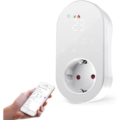 Termostato inteligente para calefacción, enchufe inteligente de 16 A, regulador de temperatura, compatible con Alexa/Google Assistant, con modos de calefacción y refrigeración.