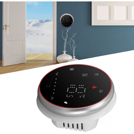 Termostato inteligente programable con pantalla LED de 1 semana, diseño redondo empotrable, CA 95–240 V, para calefacción, negro.