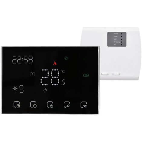 Termostato inteligente programable con pantalla táctil LED, compatible con Google Home, para calderas de gas.