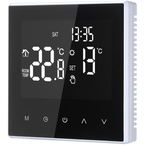 Termostato inteligente programable  Controlador digital temperatura  Calefacción eléctrica suelo radiante  Circulación semanal  Gran pantalla LCD  Para hogar, escuela, oficina, hotel (16A)