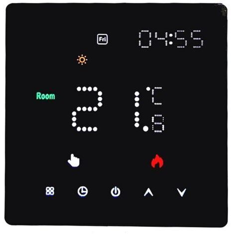 Termostato inteligente, termostato de calefacción, termostato de ambiente, termostato para calefacción eléctrica por suelo radiante, 16A, pantalla táctil digital LED