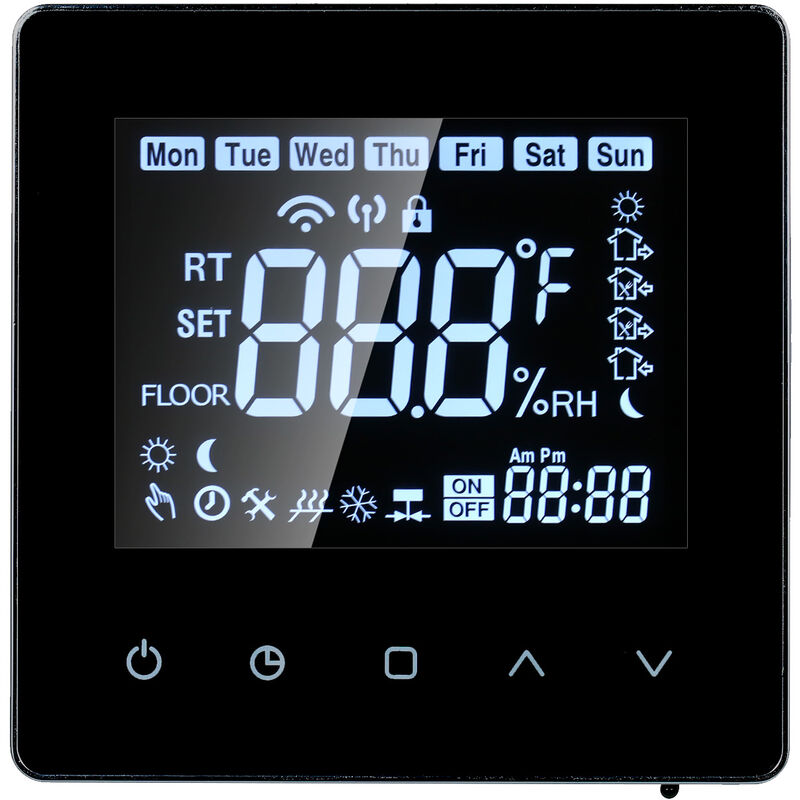 

Termostato inteligente Termostato programable con pantalla tactil LCD, con calentamiento de agua,Negro, con funcion WiFi