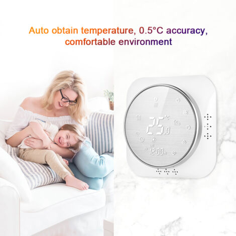 Termostato inteligente Wi-Fi de 95-240 V, 5+1+1 periodos programables, control por voz mediante aplicación, pantalla LCD retroiluminada, compatible con Echo, Google Home y Tmall Genie.