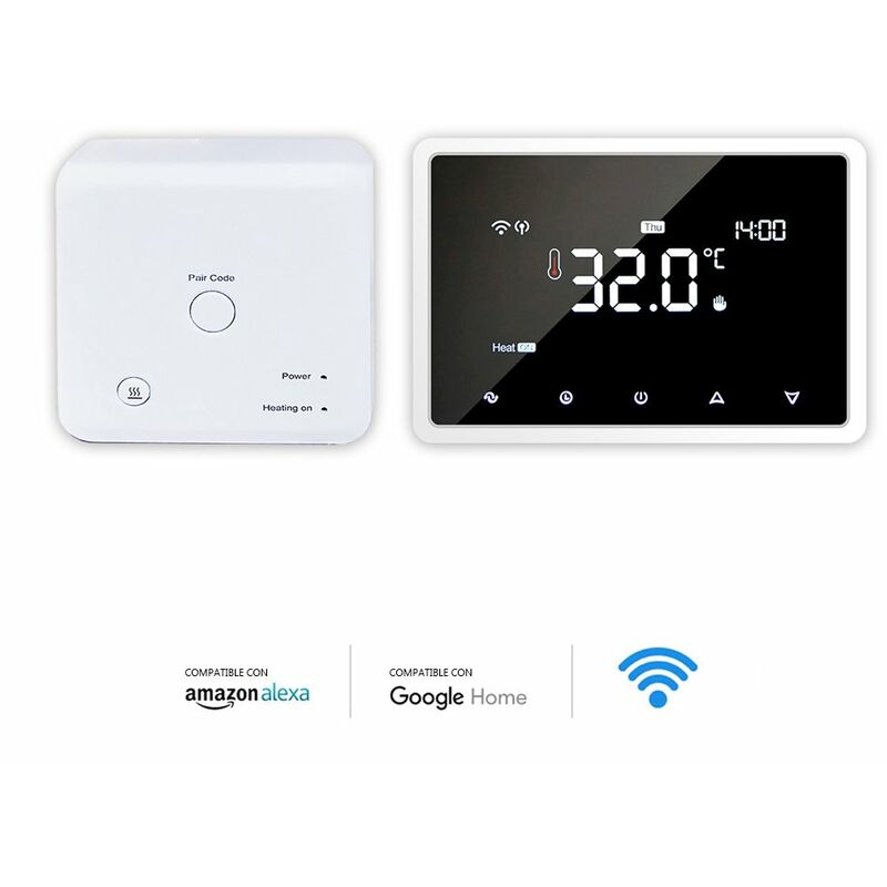 

Termostato inteligente Wi-Fi, con receptor de RF, compatible con Alexa Google Assistant, controlador de temperatura de calefacción de caldera de gas,