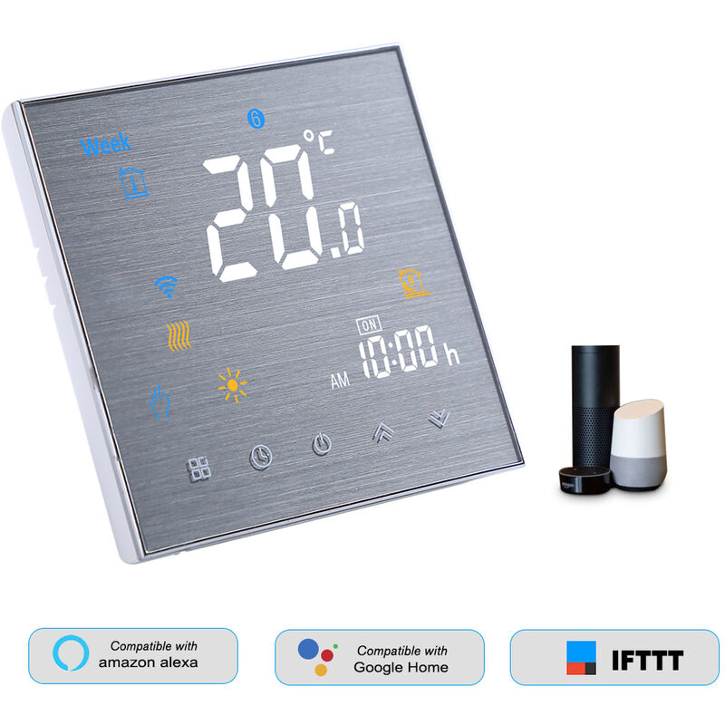 

Termostato inteligente WiFi BTH-2000L-GALW, controlador de temperatura digital,Blanco, GBLW