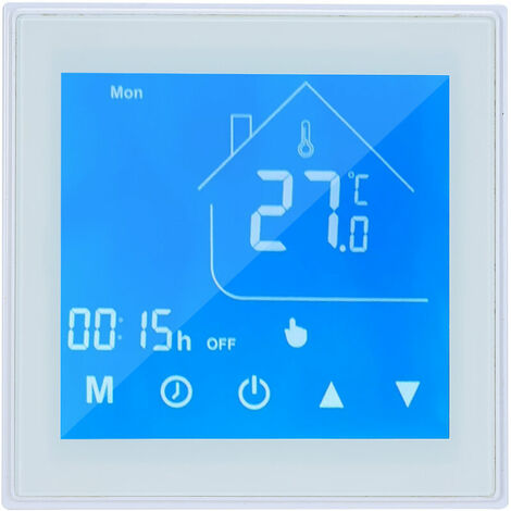 Termostato inteligente WiFi Controlador de temperatura Pantalla LCD Semana programable para caldera de agua/gas Control de aplicación Ewelink Compatible con Alexa Google Home, modelo: blanco