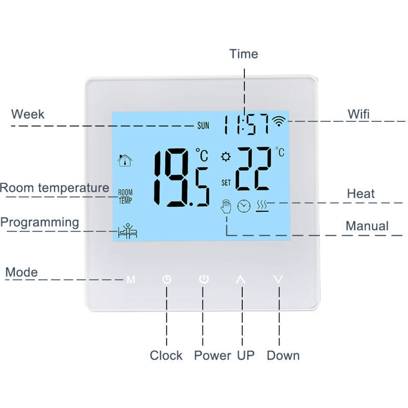 Xisrens Schwarz Termostato Inteligente Wifi Eosnow Tuya 3A, Pantalla Lcd Digital Programable, Controlador De Temperatura Para Calefacción Por Suelo Radiante, Termostato De Pared Inteligente