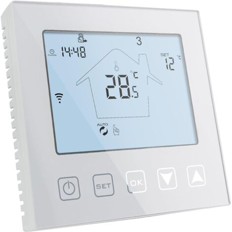 Termostato inteligente WiFi para calderas de gas, 220 V, 3 A, compatible con Alexa, programable, controlado por la app Tuya/Smart Life, color blanco, contacto seco.