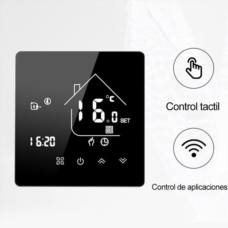 

Termostato inteligente WIFI Termostato de radiador de calefaccion por suelo radiante electrico programable Control tactil y de aplicacion Controlador