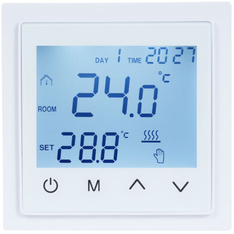 Termostato intelligente con touchscreen LED, 16A per riscaldamento a pavimento, sensore NTC, 85-265V