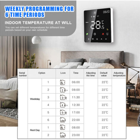 Termostato intelligente Eosnow per la casa, touchscreen, controllo vocale, temperatura programmabile, protezione IP20, modalità automatica/manuale, riscaldamento elettrico digitale a pavimento, 16A