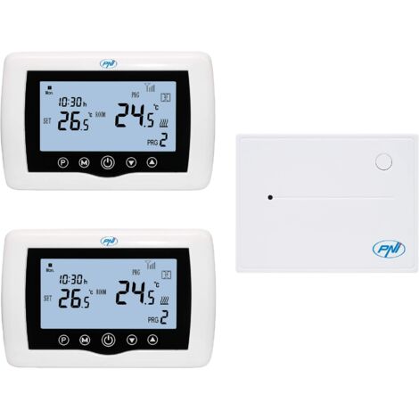 Termostato intelligente PNI CT400 wireless, con WiFi, controllo 2 zone via Internet, per centrali termiche, pompe, elettrovalvole, APP TuyaSmart, histerezis 0,2 gradi C