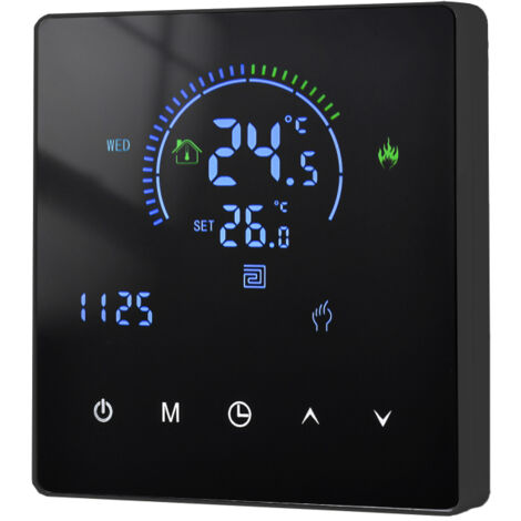 Termostato intelligente WiFi per scaldabagni con schermo LCD touchscreen, app programmabile e telecomando, compatibile con riscaldamento interrato.