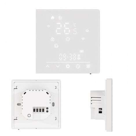 Termostato Matter WIFI 2.4G TUYA, Smart Life, Apple Home, Google Home, Alexa, Samsung SmartThings Riscaldamento Pavimento Con Acqua Bianco 5A 95-240V IP20