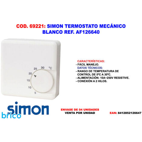 Termostato meccanico Simon bianco AF126640