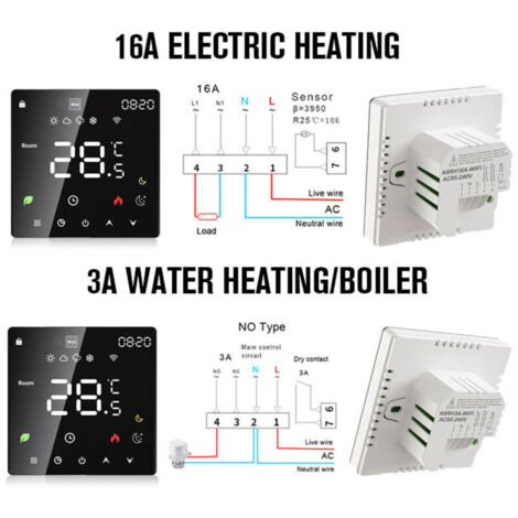 Termostato per scaldabagno elettrico con regolatore di temperatura intelligente Eosnow con display LCD e funzione programmabile settimanale