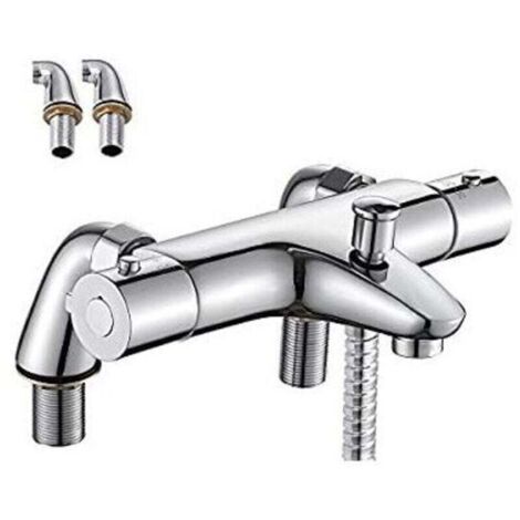 Termostato per vasca-doccia con pulsante di sicurezza anti-scottatura a 38 °C, valvola miscelatrice termostatica in ottone, design anti-scottatura per vasca e doccia.