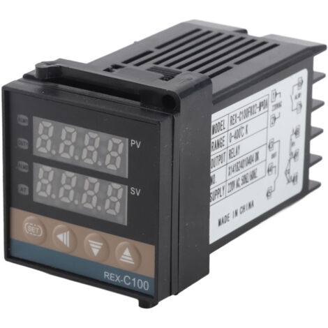 Termostato PID REX-C100FK02 con pantalla digital y autoajuste: controlador de temperatura preciso hasta 999 °C.