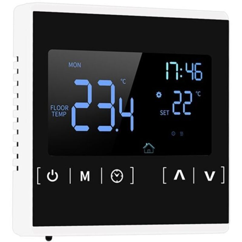 Xisrens Schwarz Termostato Programable Para El Hogar Eosnow, Termostato Inteligente Con Pantalla Táctil Y Pantalla De Fácil Lectura.