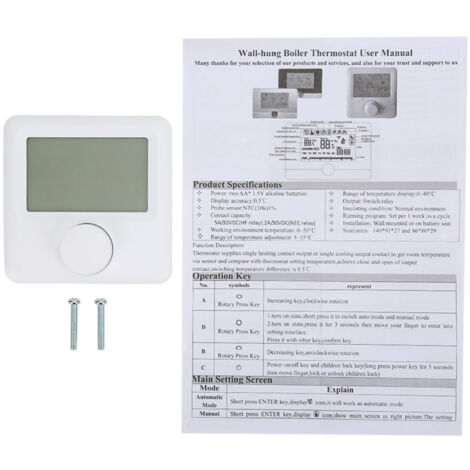 Termostato programmabile HYO6BW con display digitale LCD e regolatore di temperatura