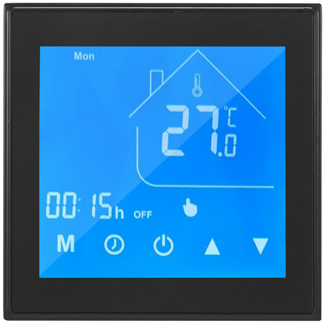 Termostato Regolatore di Temperatura Display LCD Settimanale Programmabile per Caldaia Acqua/Gas per Uso Domestico (Nero)